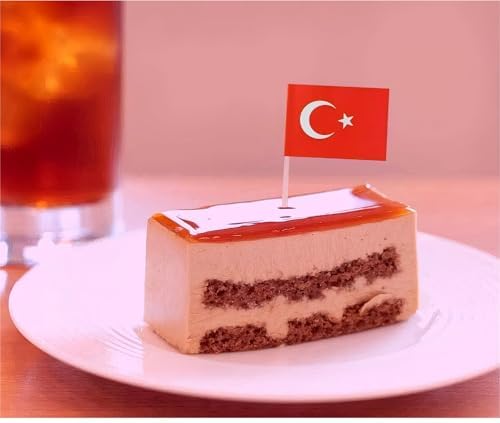 100 Pcs Turkey Toothpick Flag Turkish Cocktail Picks Mini Stick Cupcake Toppers Country Picks Party Decoration Celebration Cocktail Food Bar Cake Flags