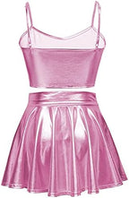 Women's Rave Outfit Sets For Women Festivals 2 Pcs Metallic Tops Long Skirt EDM Party Club Holographic Rave Outfits