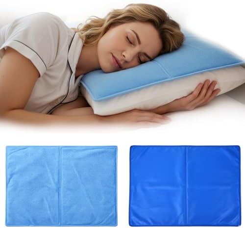 Cooling Gel Pad for Sleep - 2 Count Instant Relief for Hot Flashes, Night Sweats, Headaches & Muscle Pain | Dual-Sided Comfort Pillow Cooler for Adults, Kids & Pets