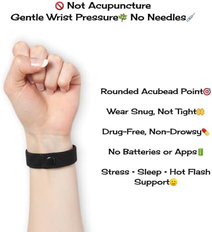 AcuBalance Women's Menopause Relief Wristband - Black Cooling Acupressure Bracelet for Hot Flashes, Sleep, Mood, and Daily Support - Stretch Slip-On Comfort