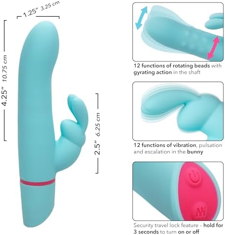 CalExotics Love Bunny Rotating Bunny Waterproof Silicone Rechargeable Beads Rabbit Vibrator Blue - SE-0619-55-3