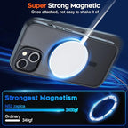 zapica Magnetic for iPhone 15 Case & iPhone 14 Case, [Compatible with MagSafe] [Military Grade Drop Protection] Translucent Matte Shockproof Anti-Scratch Phone Cover, Black