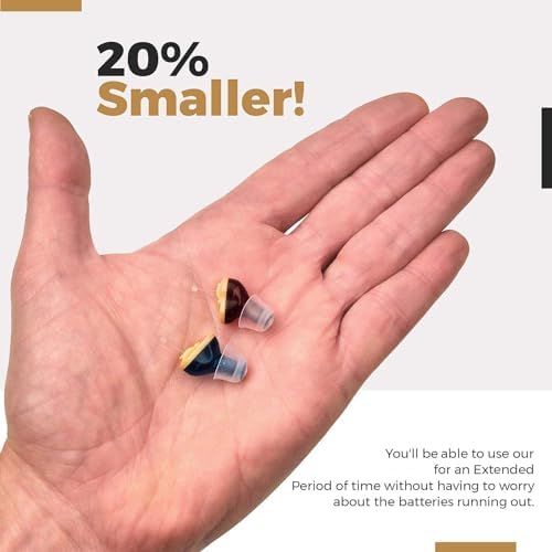 Premium Digital Hearing Aid Amplifier - Invisible in Canal (CIC) in-Ear Mini Sound Enhancer Set, Near-Invisible, Noise Cancelling, Personal Sound Hearing Amplifier - Black, Pair Right & Left Ear