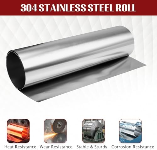 304 Stainless Steel Foil Roll, 0.1mm x 300mm x 1M Stainless Steel Sheet, Metal Foil for Crafts, Electronic Equipment, Industry Machinery, Hardware