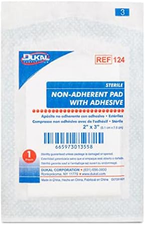 Dukal DUK 124 Non-Adherent Dressing Pad with Adhesive, Sterile, 2" x 3" (Pack of 100)