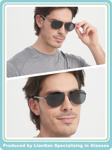 LianSan Premium Aviator Bifocal Reading Sunglasses for Men Women Retro Top Clear Sun Readers UV Protection
