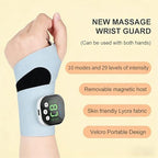 Rechargeable Adjustable Electric Wrist Massager, Portable Cordless Hand Heating Pad with 8 Modes, 30 Intensity Levels, Wrist Massage Machine Wearable Hand Heating Pad for Daily & Sports (Blue)