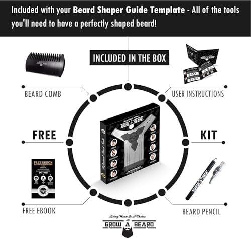 Beard Shaper & Barber Pencil, Beard Lineup Tool, Great Beard Guide Shaping Tool for Men, Beard Lineup Guide Template Thats Perfect for Styling and Edging, With Beard Comb