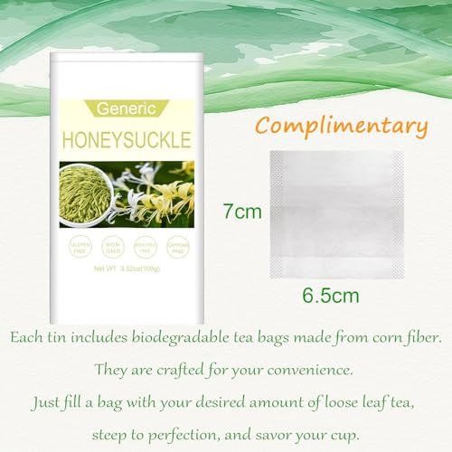 Honeysuckle Buds, 100% Pure Natural Dried Honeysuckle Buds Organic,Jin Yin Hua Tea -Premium Flower Herbal Tea (Honeysuckle (3.53oz/100g))