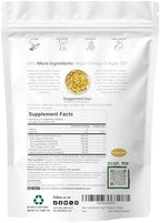 Micro Ingredients Vegan Omega 3 Algae Oil, 240 Veggie Softgels | Fish Oil Alternative | DHA 500mg & DPA 100mg | Carrageenan Free | Plant-Based Omega 3 with Flaxseed & ALA | Lemon Flavored