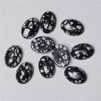 10pcs Natural Snowflake Obsidian Cabochons Flatback Semi-Precious Gemstones Healing Quartz Chakra Crystal Stone for Jewelry Making Wholesale（13×18mm）