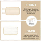 Castor Oil Pack, Adjustable Reusable Castor Oil Pack Wrap for Liver Detox, Castor Oil Pack Wrap for Stomach Less Mess, Elastic Strap Bamboo Cotton Machine Washable Anti Oil Leak