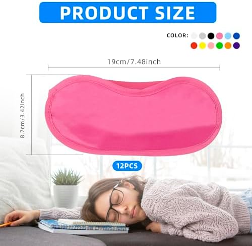 12pcs Eye Mask Sleep Masks Blindfolds Multicolor Sleeping Mask Blindfold Eye Cover Team Building Games Party with Nose Pad and Adjustable Strap for Women Men Kids