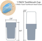 Travel Toothbrush Case with 5 Toothbrush Head Protective Case, Covered Toothbrush Holders for Regular and Electric Toothbrushes (Oral B Philips), Container for Camping School Business Trip Bathroom
