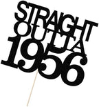 Black Glitter Straight Outta 1956 Cake Topper,Hello 70，Funny 70th Birthday Cake Topper,70 Fabulous， Cheer to 70 Years，Men and Women 70th Birthday/Wedding/Anniversary Party Decorations