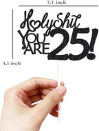 25 Funny Birthday Cake Toppers-Black Glitter, Twenty Five Cake Topper, 25 cake toppers, 25th birthday decorations,25th Birthday Cake Topper, 25 Decorations for Cake, 25 Birthday Decorations