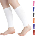 Calf Compression Sleeves for Men & Women (20-30mmhg) - Leg Compression Sleeve for Running, Cycling, Shin Splints Support, Relieve Legs Pain, Travel (One Pair)(White,Medium)