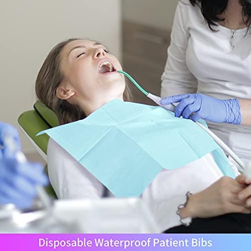 Disposable Dental Bibs Waterproof Dentist Napkins 60 PCS, 3 Ply Tattoo Bibs Tray Covers Patient Bib Lap Cloths 13" x 18" for Dental Clinic, Tattoo Staion and Salon - Light Blue
