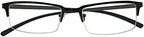 Half Rim Reading Glasses Mens Womens Black Metallic Readers
