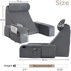 ENITYA Back Pillow for Bed Sitting Up,Reading Pillow with Armrests & Big Pockets for Adults,Upright Pillow for Resting,Watching TV,Nursing,Recovery,Gaming,Grey