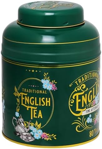 New English Teas Vintage Victorian Tea Caddy with 80 English Teabags (Bottle Green)