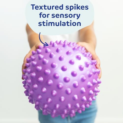 Fun and Function – Spiky Tactile Balls – Bumpy, Textured, Tactile Sensory Balls for Kids Ages 3+ – 8 Inch – Purple