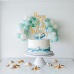 Gold Glitter Happy 21st Birthday Cake Topper, Summer Beach 21st Birthday Cake Décor, Hawaiian Aloha Weekends Party Decorations Supplies