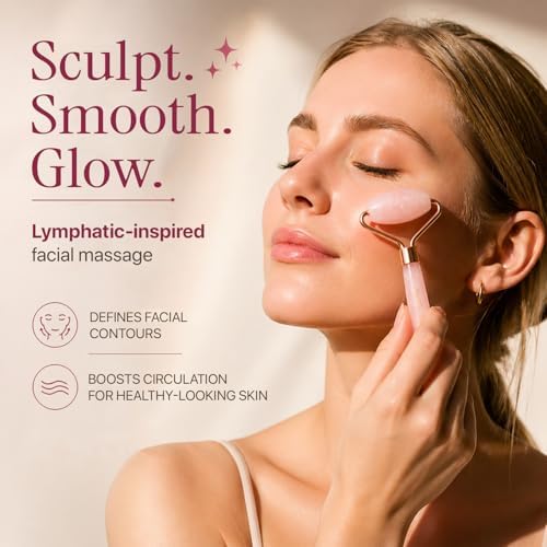 Rose Quartz Face Roller - Relaxation Gifts for Women, Skin Care Tools for Fine Lines and Wrinkles, Teenage Girl Gifts, Beauty Gift Ideas, Face Massager Tools, Facial Tool, Self Care Gift for Women
