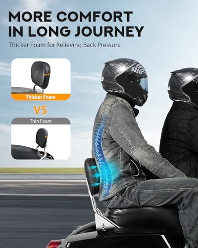 PBYMT Detachable Passenger Backrest Fit for Harley Touring, Quick Release Sissy Bar Compatible with Harley Davidson Street Glide Road Glide Road King Electra Glide Ultra Limited 2009-2024 (Chrome)