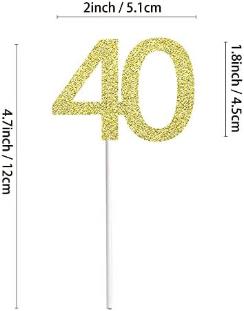 Sumerk 24PCS 40 Cupcake toppers Gold Glitter 40th Birthday Cupcake Picks Anniversary Party Decorations