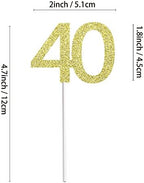 Sumerk 24PCS 40 Cupcake toppers Gold Glitter 40th Birthday Cupcake Picks Anniversary Party Decorations