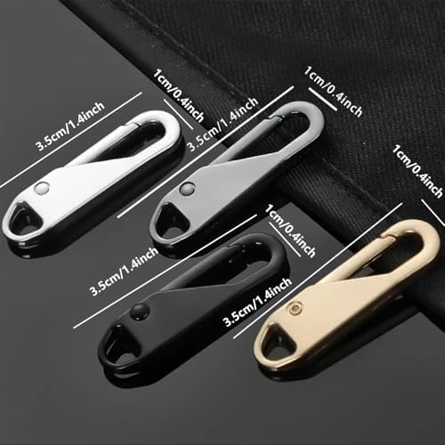 4pcs Multicolor Instant Zipper Repair Kit – Removable Zipper Pulls for Bags, Clothes, Backpacks & More, Black