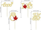 24Pcs Fall in Love Cupcake Toppers Glitter Maple Leaves Love I Do Cupcake Picks Fall Theme Wedding Cake Decorations for Bridal Shower Engagement Thanksgiving Birthday Party Supplies