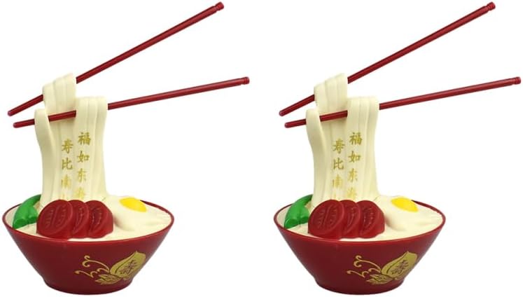 PRETYZOOM 2Pcs Birthday Cake Picks with Creative Birthday Noodles Design Cake Toppers for Party Decorations 3.93X3.74X3.54In