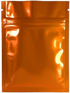 100 Durable Double-Sided Metallic Foil Mylar Flat QuickQlick Zipper Seal Bag 7.5x10cm (3x4") (Orange)