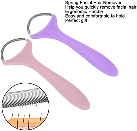 2pcs Spring Facial Hair Remover,Stainless Steel and Plastic Portable Threading Face Epilator for Women, Upper Lip Chin Cheeks Neck Mustache and Upper Lip Hair,in and