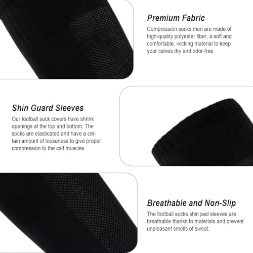 4 Pairs Leg Sleeves for Soccer, Shin Guard Sleeves Accompany Grip Socks, Youth Adults