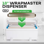 IDL Packaging WP-180D 18" WrapMaster Dispenser for Food Film Rolls, White – Professional Dispenser with Cutter for Home or Commercial Kitchen – Hidden Blade, Smooth and Safe Cutting