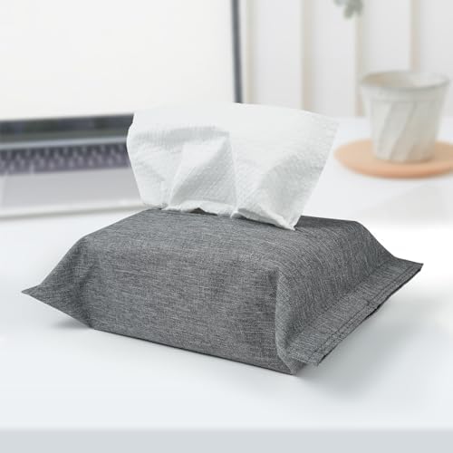 kakaforsa Toilet Paper Holder Reusable Tissue Holder Travel Tissue Holder Wall Hanging Tissue Box Cover Toilet Paper Storage Rectangle Napkin Holder Cloth Tissue Box for Car Office Desk, Gray