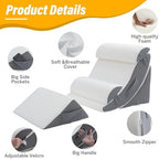Wedge Pillow Set for After Surgery – 5PCS Orthopedic Bed Wedge Pillow Set for Sleeping, Body, Back and Leg Pain Relief Comfortable & Adjustable Support Pillows-Anti Snoring (Grey)