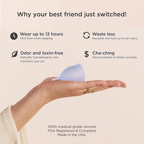 Saalt Menstrual Cup – Reusable Period Cup – Made for Comfortable, Leak-Free Protection Up to 12 Hours – BPA & Latex Free – Includes Cup & Carry Bag (Regular, Ocean Blue)