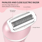 Electric Shavers for Women, 7 in 1 Hair Removal Kit with Epilator Bikini Trimmer Face Razor Body Brush Face Massager Foot Callus Remover, IPX7 Waterproof Lady Razors Set for Legs Armpit Bikini Pubic
