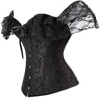 SHYMMUO Corset Top for Women Renaissance Steampunk Bustier Top Sexy Lace Up Corset Top Festival Pirate Halloween Costume