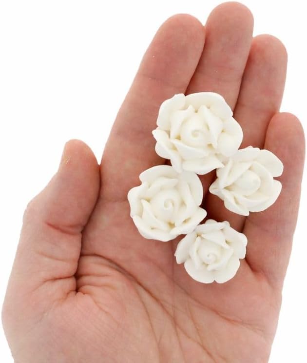 Global Sugar Art Edible Royal Icing White Rose Set, Two sizes, 24 Count for Cake and Cupcake Decorating by Chef Alan Tetreault