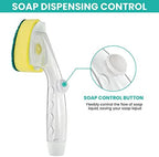 Non Scratch Dishwand Refills Handle, Dish Wand Refill Pack, 6 Heavy Duty Replacement Sponge Heads Set, Soap Dispenser Scrubbers, Dishwashing Scrub Dispensing Brush Pads, Dishwasher Cleaning Tool kit