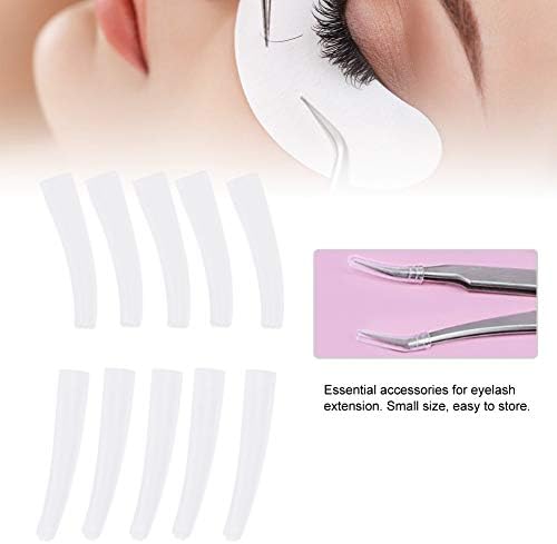 10Pcs Tweezers Cover, Grafting Eyelashes Tips Covers, Transparent Plastic Elbow Tweezers AntiDust NonSlip Eyelashes Grafting Tool
