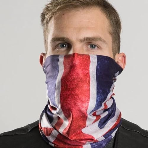 British Flag Lightweight EZ Tube - UV Protection Face Coverings, Breathable Scarf, and Wind Resistant Headwear for Men