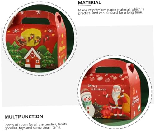 COSMEVIVI 20pcs Christmas Candy Wrapping Boxes Bags Set with Handles 4 Colors Bulk Party Favor Packaging for Holiday Treats and Baking