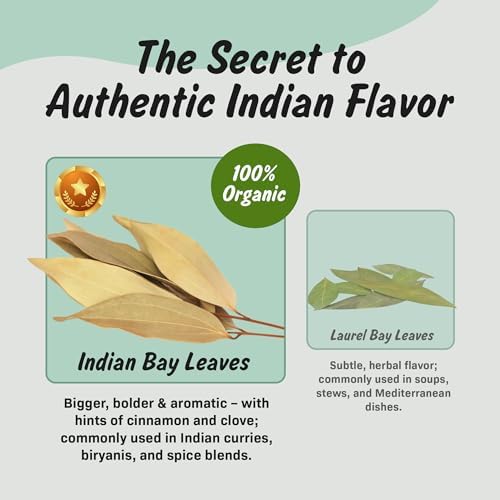 USDA Organic Bay Leaves, Lab Tested for Heavy Metals, Resealable 1oz Pouch, Tej Patta, Hojas de Laurel