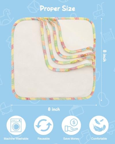 Babygoal 30PCS Reusable Diaper Wipes, Natural Unbleached Baby Face Wipes, Soft Sturdy, 8 x 8 Inches, 30BW02-B